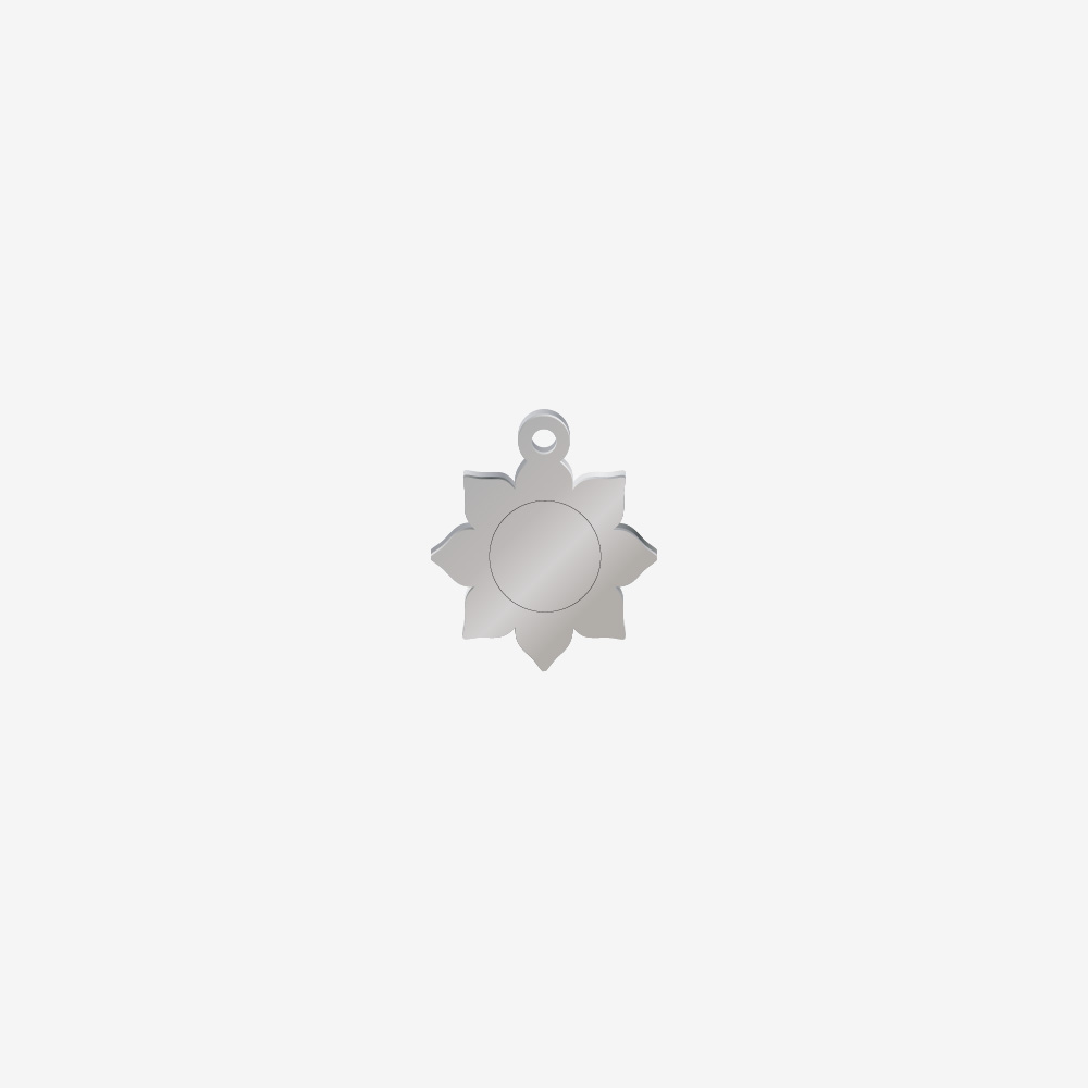 DIJE ACERO FLOR SOL PLATEADO 15*13MM *1MM 1 ARGOLLA