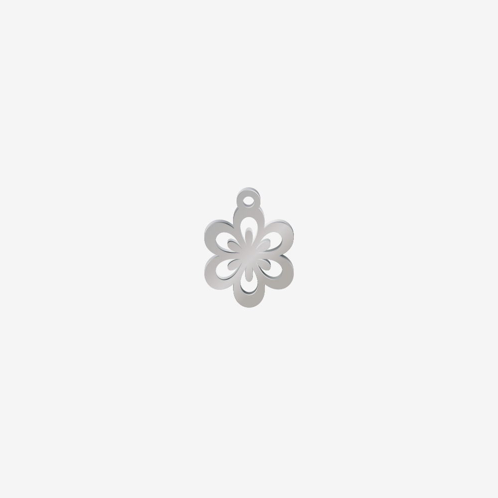 DIJE ACERO SILUETA FLOR PLATEADO 15*11MM *1MM 1 ARGOLLA
