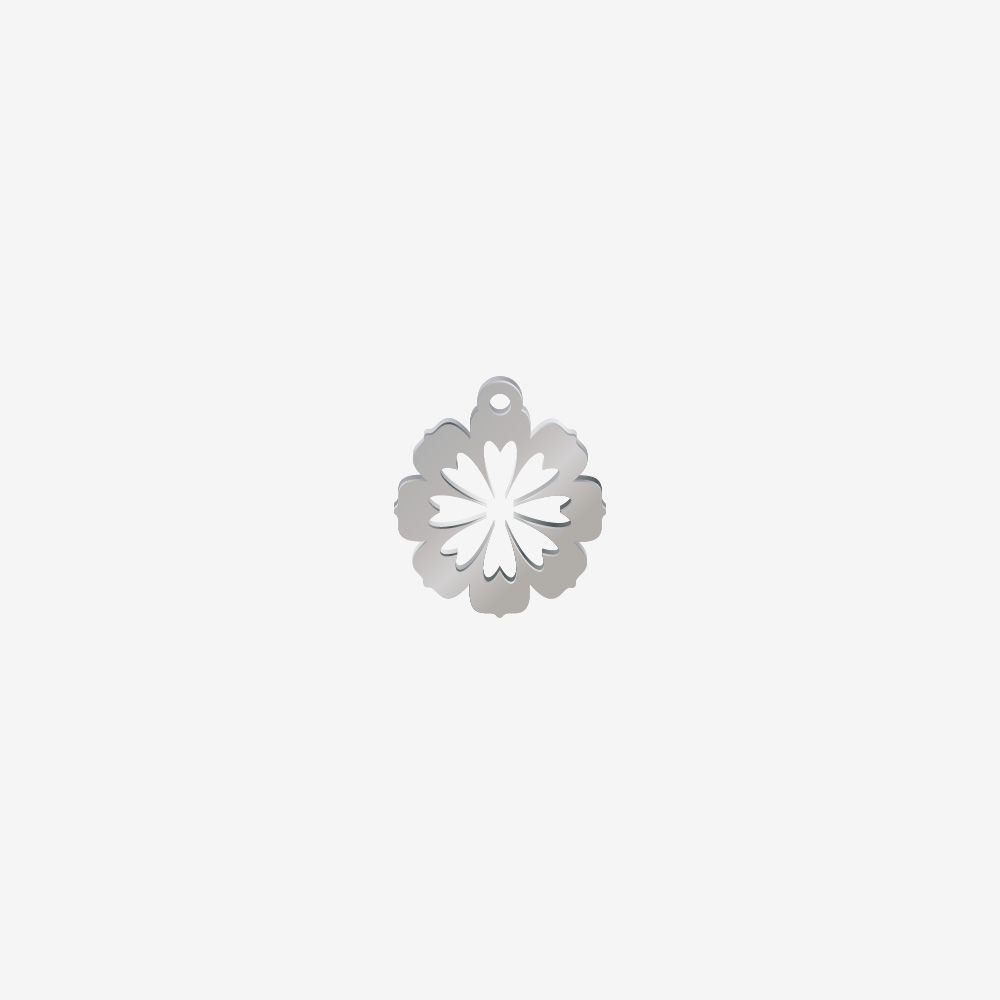 DIJE ACERO SILUETA FLOR PLATEADO 15*13MM *1MM 1 ARGOLLA