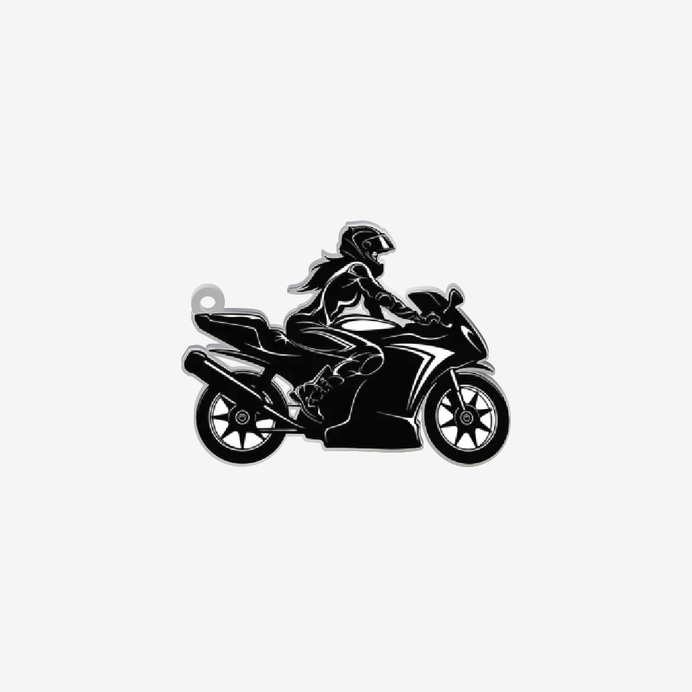 DIJE ACERO CHICA-MOTO PLATEADO 40*30MM *1MM 1 ARGOLLA