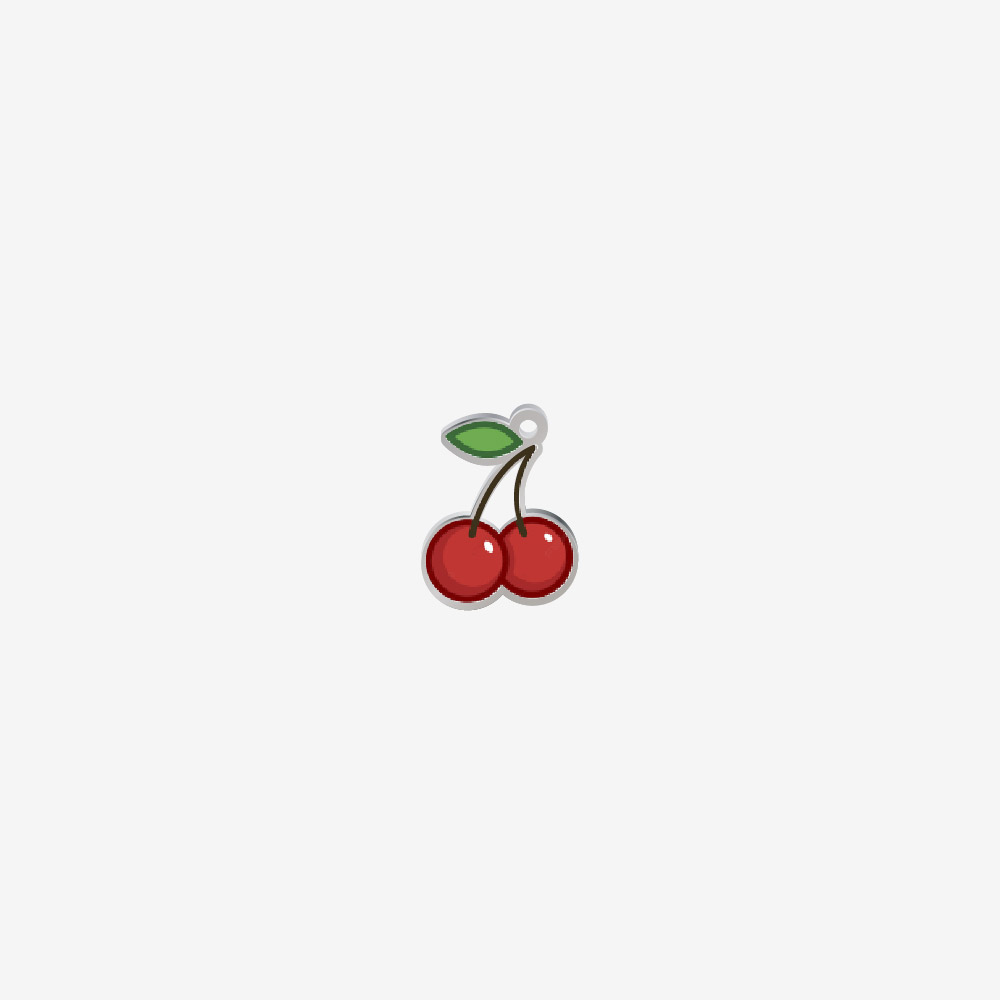 DIJE ACERO CEREZA PLATEADO + UV 15MM *1MM 1 ARGOLLA