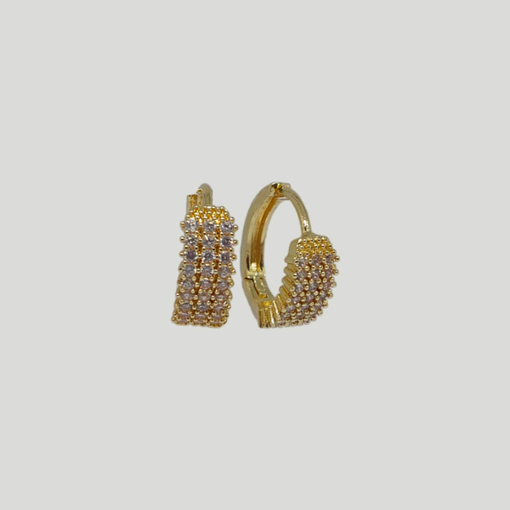 ARGOLLA HUGGIE ARETE BANO DE ORO DORADO CON CIRCONITA 16MM