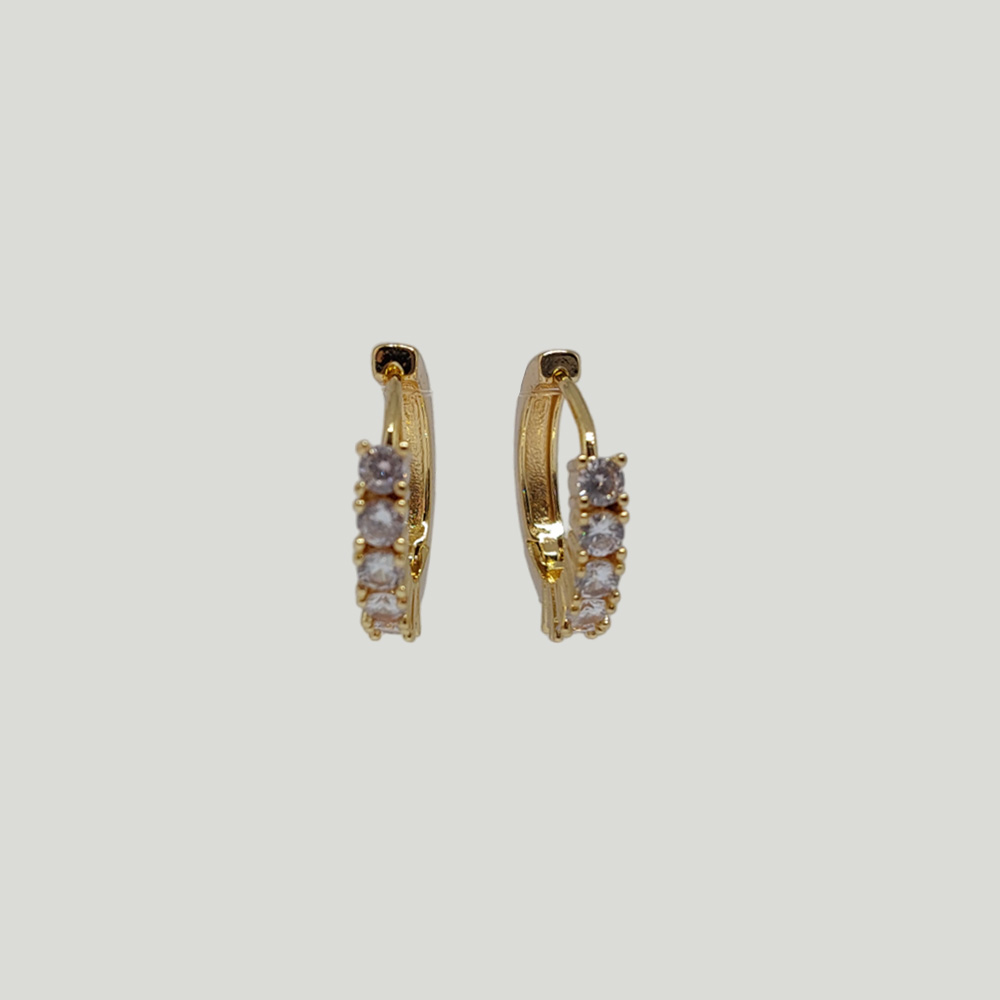 ARGOLLA HUGGIE ARETE BANO ORO DORADO CON CIRCONITA 20MM