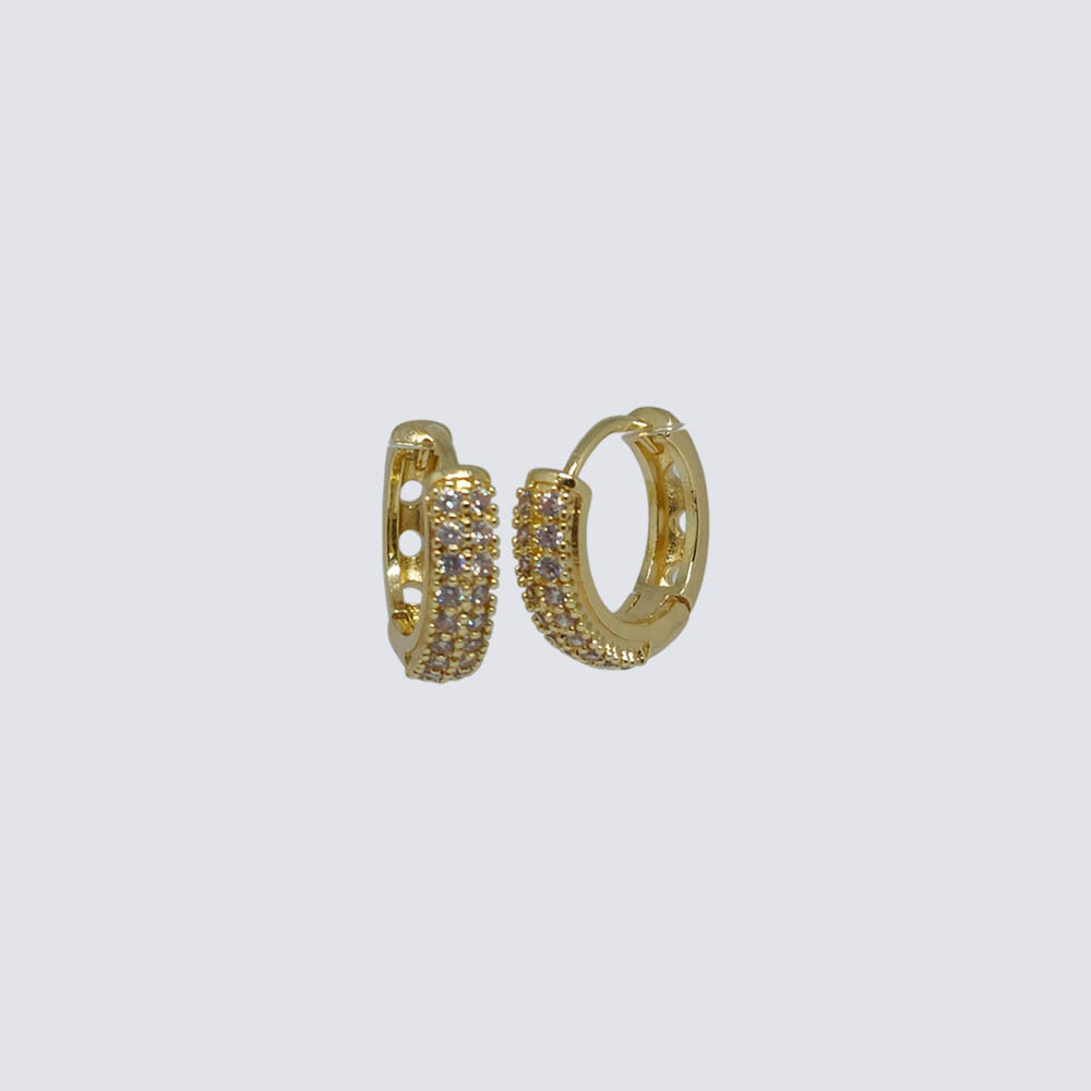 ARGOLLA HUGGIE ARETE BANO ORO DORADO CON CIRCONITA 14MM
