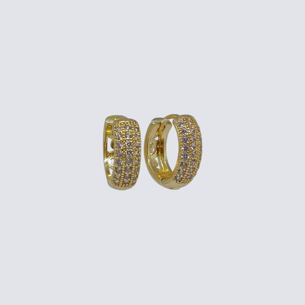 ARGOLLA HUGGIE ARETE BANO ORO DORADO CON CIRCONITA 16MM
