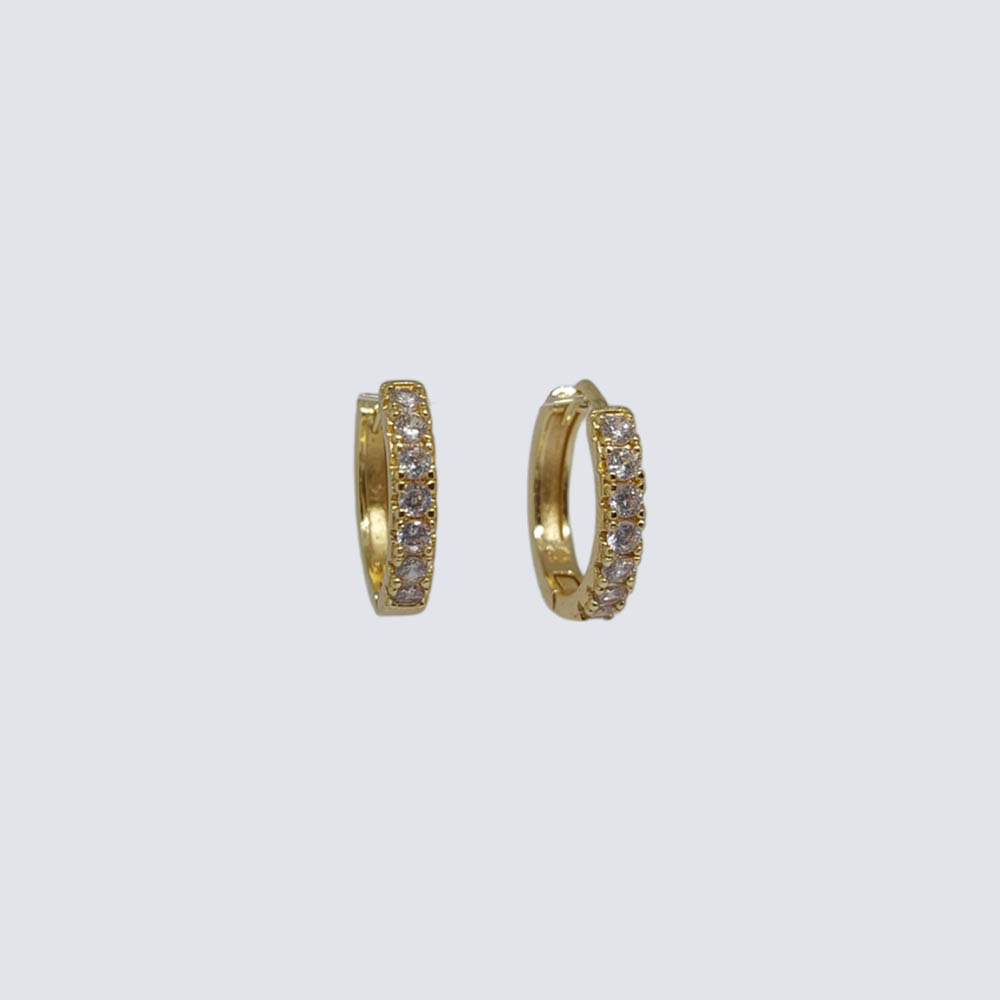 ARGOLLA HUGGIE ARETE BANO ORO DORADO CON CIRCONITA 11MM
