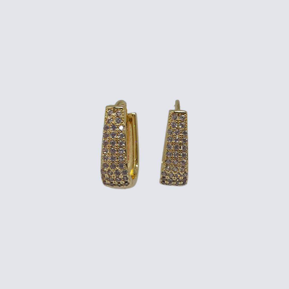 ARGOLLA OVAL HUGGIE ARETE BANO ORO DORADO CON CIRCONITA 18MM
