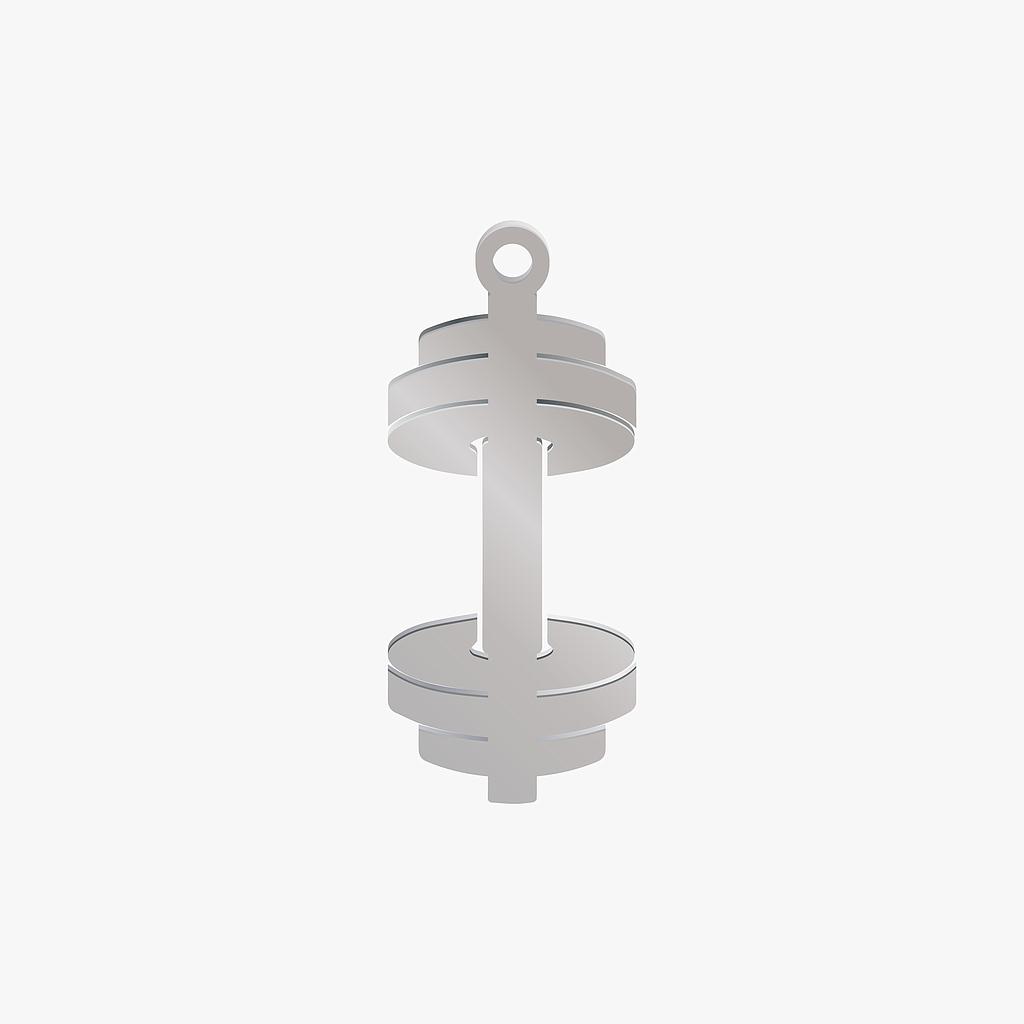DIJE ACERO PESA PLATEADO 15*7MM *1MM 1 ARGOLLA