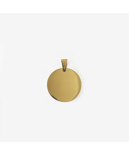 DIJE REDONDO ACERO DORADO 20MM *2MM 1 HUECO