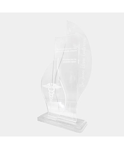 TROFEO ACRILICO TRANSPARENTE GRABADO 3 24.3*12.5CM *5MM