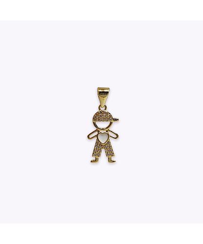 DIJE NINO BAÑO DE ORO DORADO CON CIRCONITA 18*9MM
