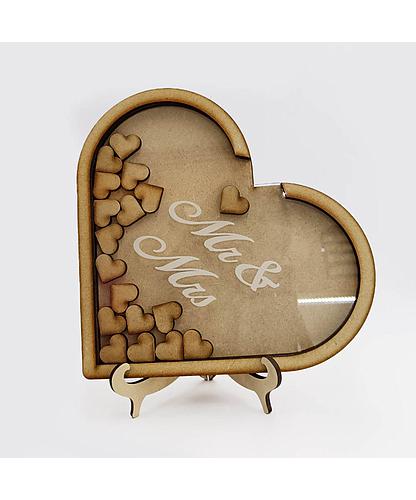 CORAZON LIBRO DE VISITAS PARA BODA MDF-ACRILICO 20.5*23CM *4MM