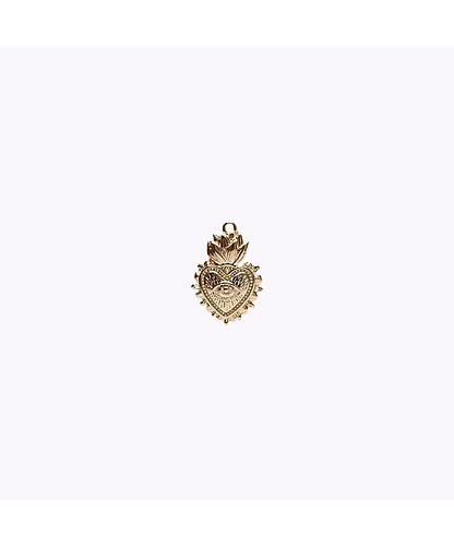 DIJE CORAZON OJO BANO DE ORO 18MM