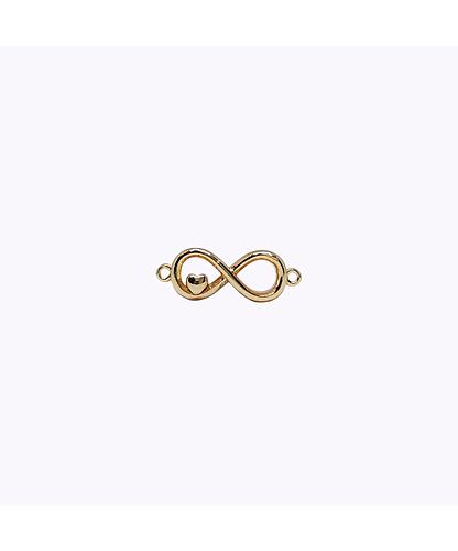 DIJE INFINITO-CORAZON BANO ORO DORADO 19*7MM 2 ARGOLLAS