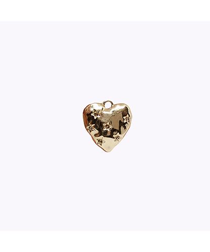 DIJE CORAZON CON ESTRELLAS BANO ORO DORADO 27*25MM