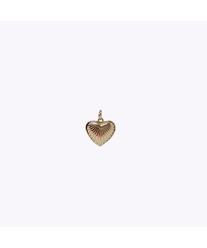 DIJE CORAZON RAYADO BANO ORO DORADO 14MM