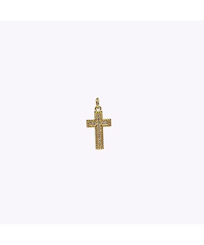 DIJE CRUZ BANO DE ORO DORADO CON CIRCONITA 20*12MM