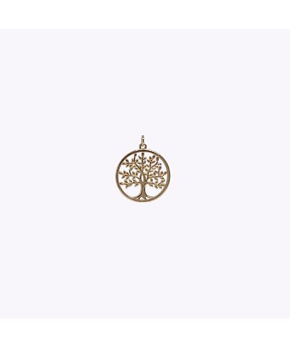 DIJE CIRCULO ARBOL DE LA VIDA BANO DE ORO DORADO 28*25MM