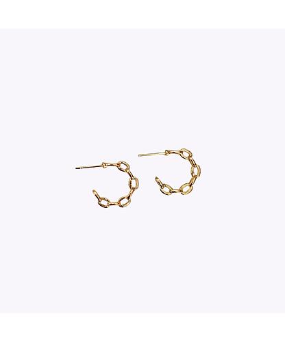 MEDIA ARRACADA CADENA BANO DE ORO DORADO 20*24MM