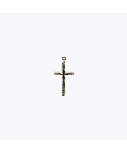 DIJE CRUZ BANO DE ORO DORADO CON CIRCONITA 33*19MM