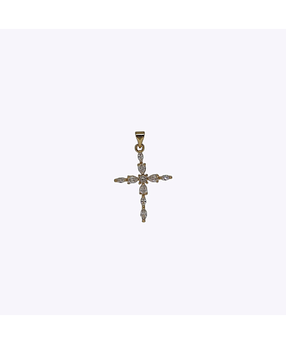 DIJE CRUZ BANO DE ORO DORADO CON CIRCONITA 30*23MM