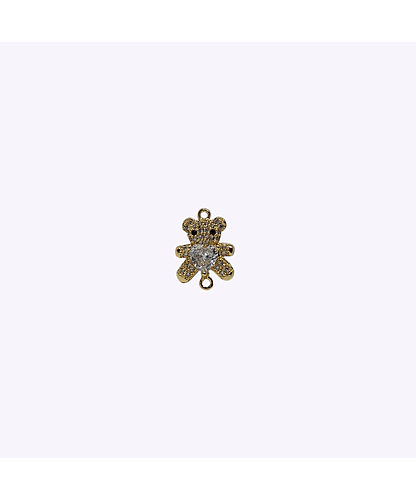 DIJE OSO BANO ORO DORADO CON CIRCONITA 2 ARGOLLAS 18*13MM