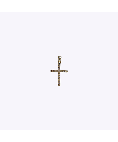 DIJE CRUZ BANO ORO DORADO CON CIRCONITA 29*19MM