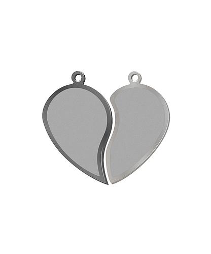 DIJE ACERO CORAZON NEGRO 2.0*3.2CM/PLATEADO 1.9*3.2CM