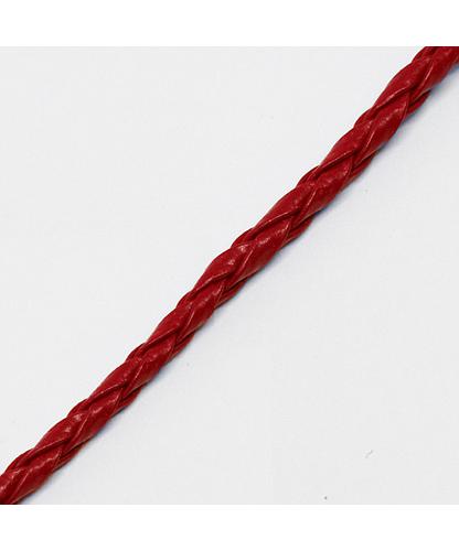 CUERO TRENZADO 3MM ROJO