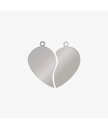 DIJE ACERO CORAZON PLATEADO 2.0*3.2CM/ 1.9*3.2CM *1MM 2 PCS