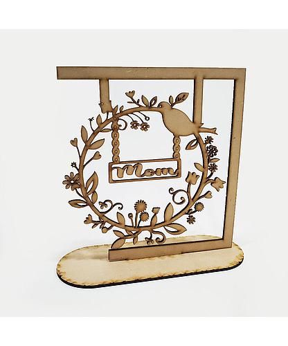 DECORACION MOM CON FLORES CON BASE MDF 20*18.2CM *3MM