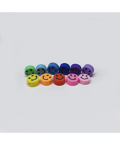 FIGURA FIMO REDONDO CARA FELIZ MULTICOLOR 10MM*5MM *20PCS