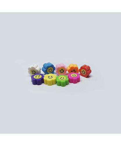 FIGURA FIMO FLOR-CARA FELIZ MULTICOLOR 10MM*5MM *20PCS