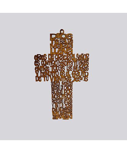 CRUZ AVE MARIA MDF 25*15CM *3MM 1 ARGOLLA