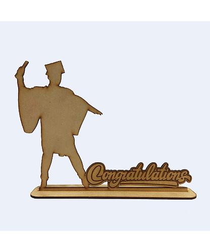 DECORACION GRADUACION-CONGRATULATIONS-CHICO MDF 20.5*26CM *3MM