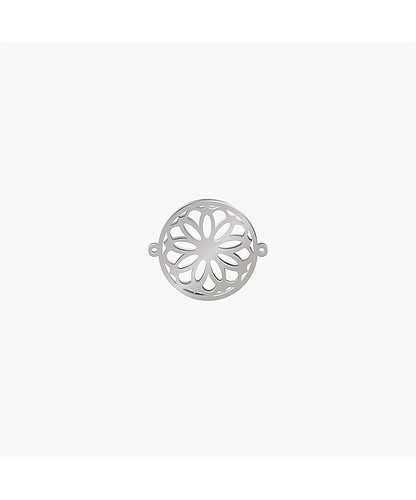 DIJE ACERO CIRCULO MANDALA FLOR PLATEADO 25*30MM *1MM 2 ARGOLLA