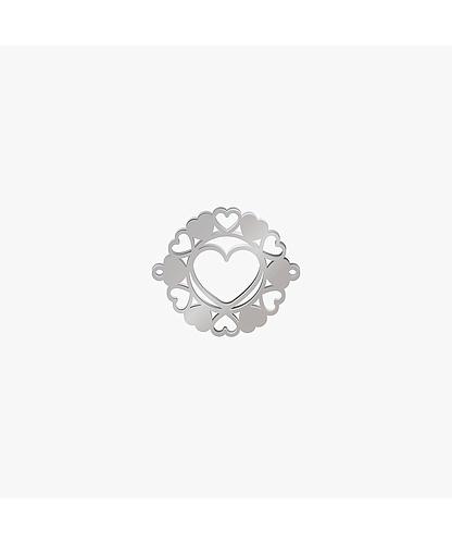 DIJE ACERO CIRCULO CORAZONES PLATEADO 25*29MM *1MM 2 ARGOLLA