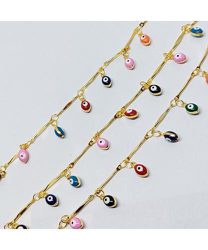 CADENA ESLABON DORADO CON OJO TURCO