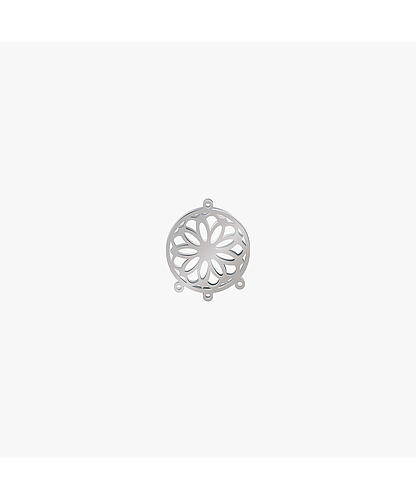 DIJE ACERO MANDALA FLOR PLATEADO 25*21MM *1MM 4 ARGOLLAS