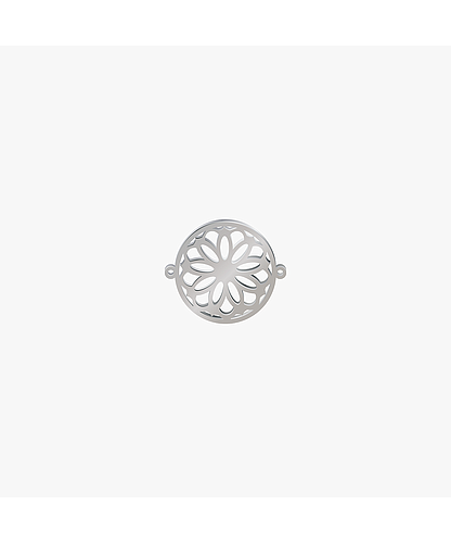 DIJE ACERO MANDALA FLOR PLATEADO 21*25MM *1MM 2 ARGOLLAS