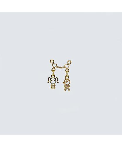 DIJE NINO-NINA CORAZONES DORADO STRASS 24*17MM 2 ARGOLLAS