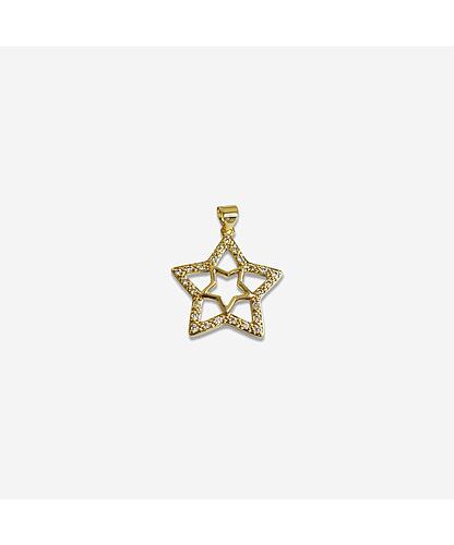 DIJE ESTRELLAS BANO ORO DORADO CON CIRCONITA 25*24MM