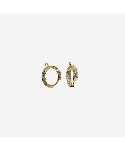 ARGOLLA HUGGIE REDONDO BANO ORO DORADO CON CIRCONITA 17*15MM