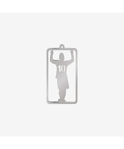 DIJE ACERO RECTANGULAR JUGADOR 10 PLATEADO 48*26MM *2MM 1 ARGOLLA