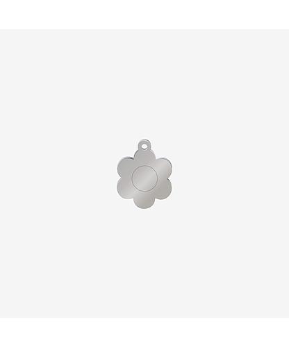DIJE ACERO FLOR 6 PETALOS REDONDOS PLATEADO 15*12MM *1MM 1 ARGOLLA