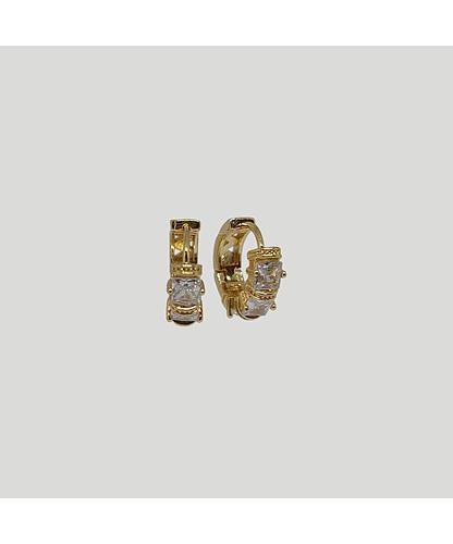 ARGOLLA HUGGIE ARETE BANO ORO DORADO CON CIRCONITA 12MM