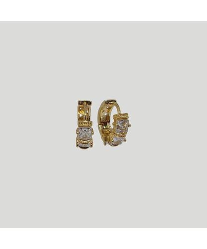 ARGOLLA HUGGIE ARETE BANO ORO DORADO CON CIRCONITA 12MM