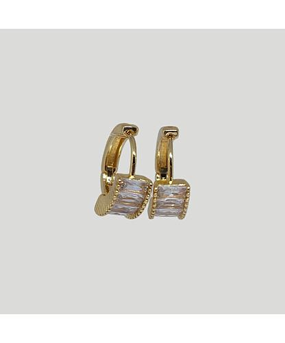 ARGOLLA HUGGIE ARETE BANO ORO DORADO CON CIRCONITA 17MM