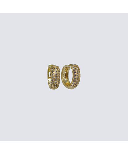 ARGOLLA HUGGIE ARETE BANO ORO DORADO CON CIRCONITA 12MM