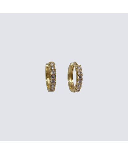 ARGOLLA HUGGIE ARETE BANO ORO DORADO CON CIRCONITA 11MM